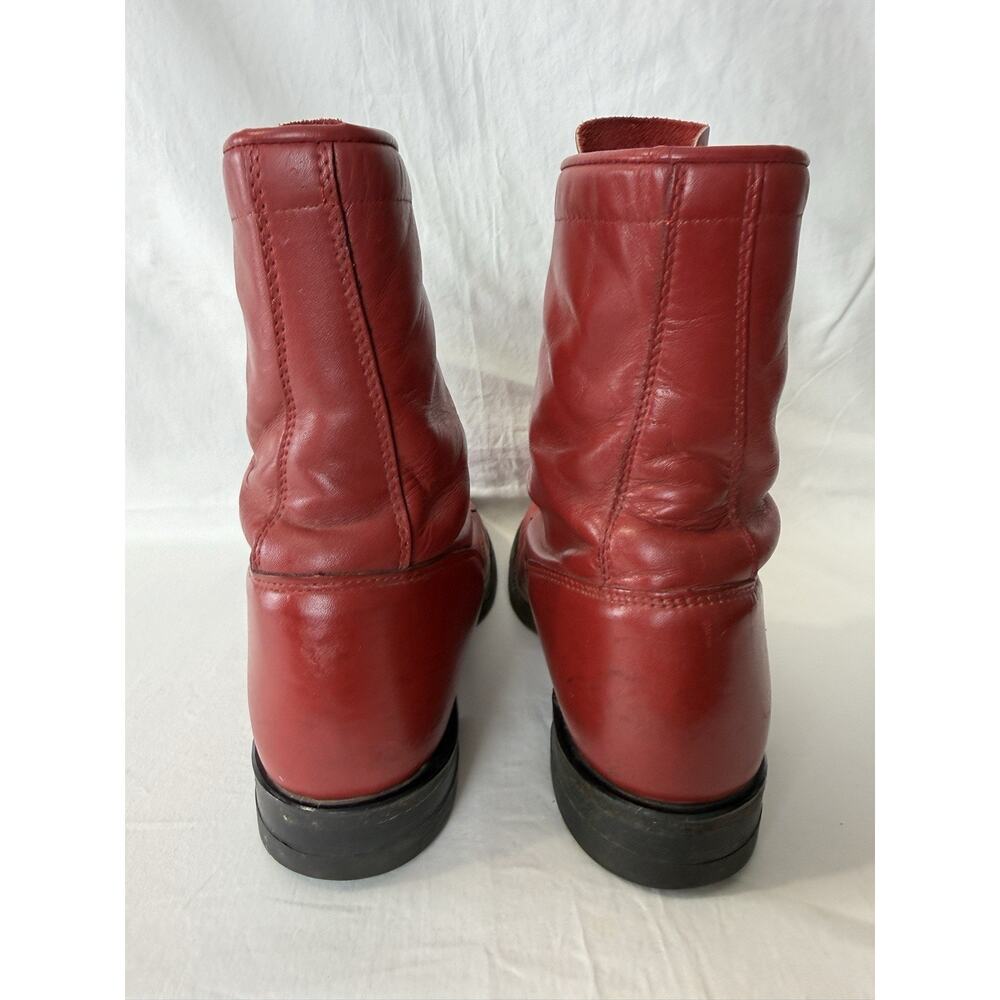Justin Boots Red Lace-Up Leather Boots - Picture 9 of 11